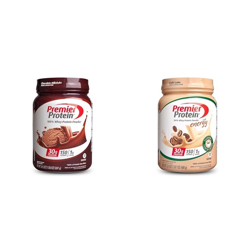 [BRSRAYYYDIMA2C33] Premier Protein Powder, Chocolate Milkshake & Cafe Latte, 30g Protein, 1g Sugar, 100% Whey, Keto Friendly, Gluten Free, 17 Servings, 23.9 Ounce (2 Pack)