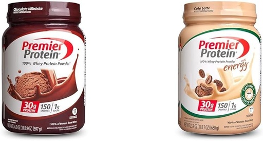 [BRSRAYYYDIMA2C33] Premier Protein Powder, Chocolate Milkshake & Cafe Latte, 30g Protein, 1g Zucker, 100% Whey, Keto Friendly, Glutenfrei, 17 Servierungen, 23.9 Unze (2 Pack)
