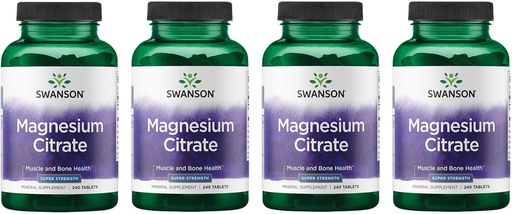 [BRSW2GQBCQFAECTD] Swanson Super-Strength Magnesium Citrate (112.5 Mg Per Tablet) 240 Tabs (4 Pack)