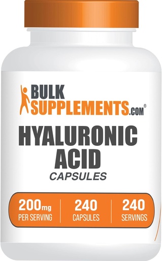 [BRSRM2YBDEIB6EY4] BulkSupplements.com Hyaluronic Acid Capsules - Hyaluronic Acid Supplements, Hyaluronic Acid 200mg - Pure & Gluten Free, 1 Capsule per Serving, 240 Count (Pack of 1)