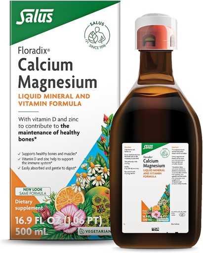 [BRSWIF3RA4AREG3A] Flordix Calcium Magnesium נוזל מינרלים ויטמין פורמולה - תוסף תמיכה העצם עם Calcium, Magnesium, ויטמין D & Zinc - Vegetarian & non-GMO - 16.9 fl oz oz