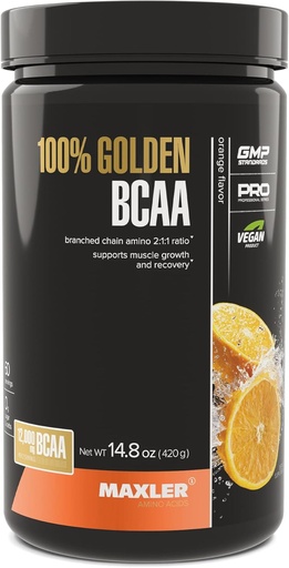 [BRSWYAATA4NAYYDV] Maxler 100% Golden BCAA Powder - Intra & Post Workout Recovery Drink for Accelerated Muscle Recovery & Lean Muscle Growth - 6 g Vegan BCAAs Amino Acids - 60 Servings - Orange