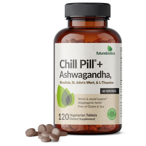 [BRSROFIDBEFGM2D7] Futurebiotics Chill Pill + Ashwagandha, Rhodiola, St. John’s Wort, & L-Theanine - Non-GMO, 120 Vegetarian Tablets