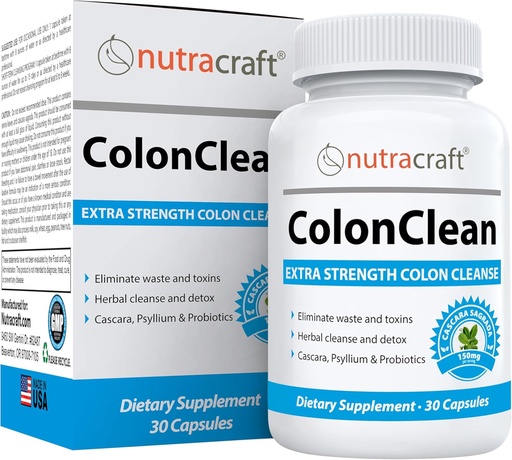 [BRSWIHA5BIIAGD36] Nutracraft ColonClean #1 Colon Detox and Constipation Relief ¦ Senna, Cascara Sagrada, Psyllium, MCT, Aloe and Probiotics ← 30 Capsules