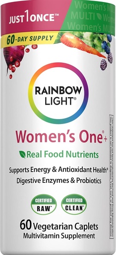 [BRSWGFL3AF6WC2YV] Rainbow Light Womens One High-Potency Daily Multivitamin, Womens Multivitamin은 비타민 C, Biotin 및 Ashwagandha, 채식주의, 60 카운트와 함께 고순도 면역 지원을 제공합니다