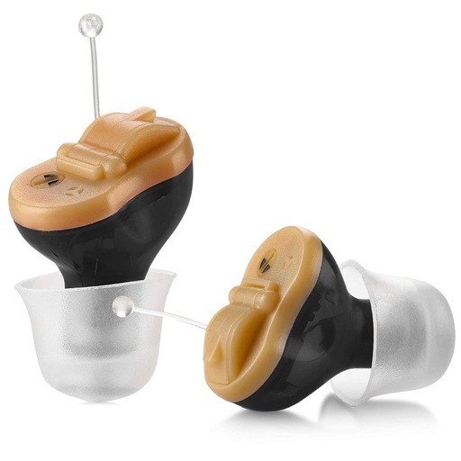 [BRSWYGIOCQCRGYLG] Premium Digital Hearing Aid Amplifier - Invisible in Canal (CIC) in-Ear Mini Sound Enhancer Set, Near-Invisible, Noise Cancelling, Personal Sound Hearing Amplifier - Black, Pair Right & Left Ear