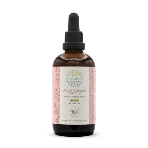 [BRSWYEINDECWGFI3] HerbEra Blood Pressure Formula B120 Alcohol-Free Extract Tincture: Hawthorn Leaf, Motherwort Herb, Cayenne Pepper, Hibiscus Flower, Spirulina. Blood Pressure Blend 4 Fl Oz