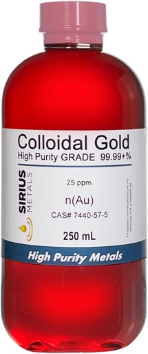 [BRSW2CD7AB5AK3LB] Pravé koloidní zlato - 25 ppm - 99.99 +% čistoty - 250 ml (8.45 Fl Oz) v čiré plastové lahvičce bez BPA- Made in USA