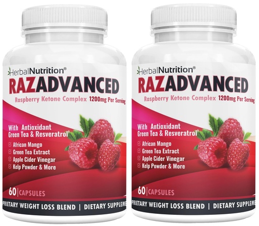 [BRSWKEIFAYBRWAL4] Raspberry Ketones Complex, 120 Capsules, Two Pack, 1200mg Per Serving African Mango, Apple Cider Vinegar, Green Tea, Resveratrol, Acai Fruit, Kelp, and Grapefruit Diet & Weight Management Supplement
