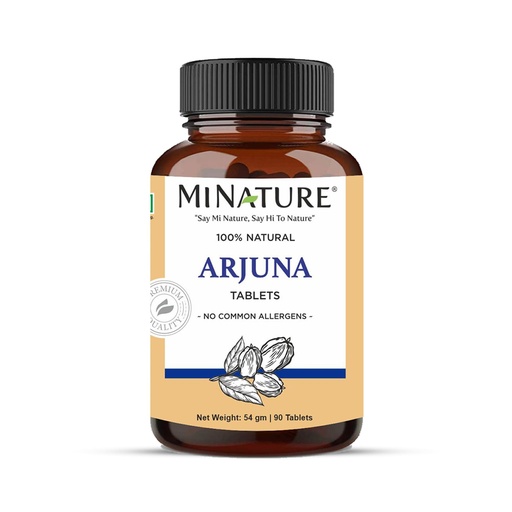 [BRSW2ZIEBECRGETX] Arjuna Tablets by mi Nature -90 Tablets, 1000mg | 45 Day Supply | 100% Natural Arjuna Tablet | Arjun bark | Saraca Indica | from India