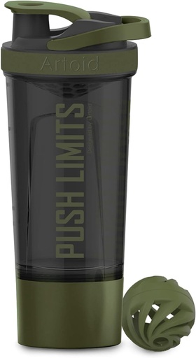 [BRSW2ZIRBB5GCHQZ] Artoid Sports Protein Shaker Bottle, 24-Ounce, Dual Mixing Technology, BPA Free, Black/Moss Green