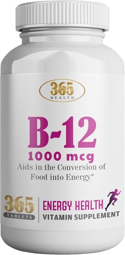 [BRSW2FQ5PMMRYHTO] 365 Hälsa av HEALTHLIFE Vitamin B12 1000mcg Tablets, Stöd energiomvandling, Kosttillskott för energi Metabolism Support, 365 Dag Supply