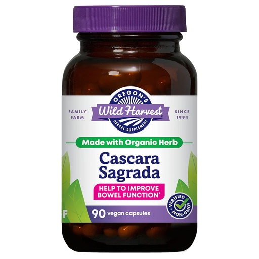 [BRSWIYTYOUIROFLA] Oregon's Wild Harvest Cascara Sagrada Capsules - Organic Herbal Natural Laxative for Short-Term Constipation Relief