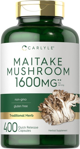 [BRSWYCQLBEBAY23L] Carlyle Maitake Mushroom Supplement | 400 Capsules | Traditional Herbal Extract | Non-GMO & Gluten Free