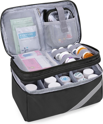 [BRSRM2QKPN4B6H35] Trunab Medicine Storage and Organizer Bag Empty, Pill Bottle Organizer with Portable Small Pouch, Home First Aid Box for Emergency Medication, Supplements or Medical Kits (Bag Only)(Patent Design)