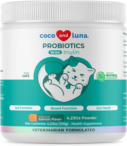 [BRSROH35OAJRGFD3] Probiotics for Cats – 4.23oz/120g Powder - Cat Probiotics and Digestive Enzymes, Probiotics Powder, Promotes Healthy Stomach and Digestion
