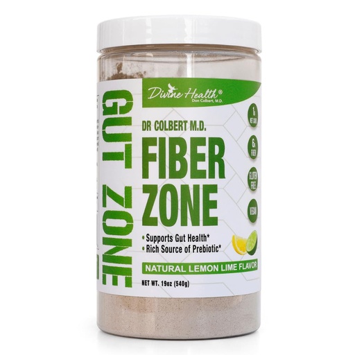 [BRSRAYIDA4AQ2ALZ] Dr. Colbert, MD Fiber Zone Powder | Lemon-Lime Flavor | Prebiotics | 6g Insoluble & Soluble Fiber | Psyllium Husk | Inulin | Recommended in Keto Zone Diet & Healthy Gut Zone | 19 oz | 60 Servings