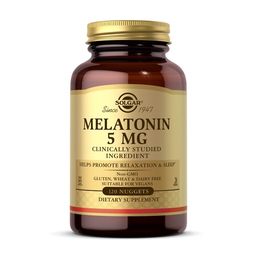 [BRSWIYAECIGRS3L4] Solgar Melatonin 5 mg, 120 Nuggets - Helps Promote Relaxation & Rest - Clinically Studied Melatonin - Vegan, Gluten Free, Dairy Free, Kosher - 120 Servings