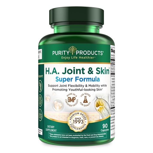 [BRSWIZTQBIEGKHI5] Purity Products H.A. Joint and Skin Super Formula Biocell Collagen w/Hyaluronic Acid Supports Healthy Joint Flexibility, Healthy Synovial Fluid, and Lubrication - 5-Loxin - 90 Capsules (1)