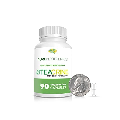 [BRSRMFARBUCRAF3X] Pure Nootropics Theacrine (TeaCrine) 100 mg | 90 Capsules | Non Habit Forming Energy Supplement | Caffeine Alternative | Mental, Physical, Motivation, and Focus Enhancer Pills