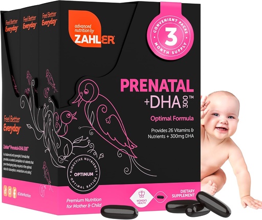 [BRSWKGIQAEGAC2T2] Zahler Prenatal Vitamin with DHA ' Folate - DHA supplements " Prenatal Multivitamin for Mother and Child - Kosher Prenatal DHA pretamins with Iron, Pre Natal Softgels (180 count (Pack of 1)