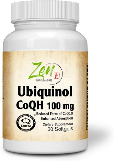 [BRSWGBIKOR4G2C3V] Zen Supplements Ubiquinol Coq H 100mg - 30-Softgel