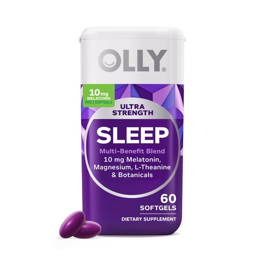 [BRSWYHQYC4JRO3LO] OLLY Ultra Strength Sleep Softgels, 10mg Melatonin, L-Theanine, Chamomile, Magnesium, Lemon Balm, Supports Deep Restful Sleep, Nighttime Sleep Aid, Non Habit-Forming - 60 Count