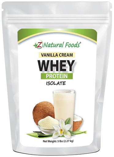 [BRSWYEL6AF7RYFDV] Z Natural Foods Vanilla Cream Whey Protein Isolate, Nutrition-Rich, Flavorful Protein Powder for Heart Health and Immunity, Great in Tea, Coffee, Smoothie, Non-GMO, Gluten-Free, Kosher, 5 lbs