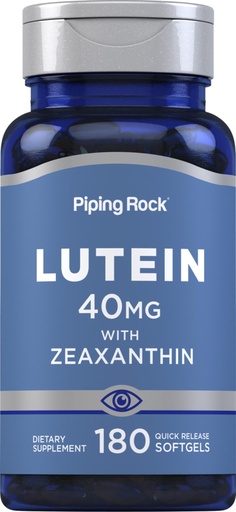 [BRSRMAAYC4AWM334] Piping Rock Lutein and Zeaxanthin Supplement | 40 mg | 180 Softgels | Eye Vitamins from Marigold Flower Extract | Non-GMO, Gluten Free