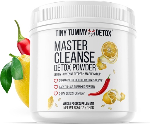 [BRSRMCT3OB6RUHI2] Tiny Tummy Master Cleanse Lemonade Diet - 3 Day Juice Cleanse Plant-Based Detox Powder Supplement with Lemon, Maple Syrup, and Cayenne Diet, 6.34oz Container