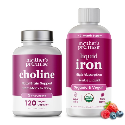 [BRSRABAKBMCQGHY7] Mother's Promise Liquid Iron & Choline Capsules Bundle