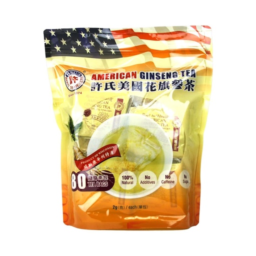 [BRSRAGDYCAHBYAA4] SKU 1024 Hsu | American Ginseng Tea Bags 80 ct | Wisconsin USA | 许氏花旗参茶 | 西洋参