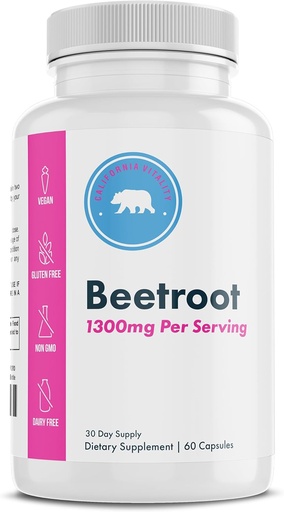 [BRSRA2T4C4JRO2TD] Beetroot Capsules - 1300mg per Serving, 60 Capsules, 30 Pelayan - Vegan, Non- GMO - dibuat di Amerika Serikat - Premium Beetroot Supplemen untuk Dewasa