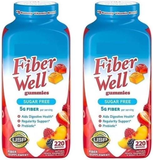 [BRSRAHY3OIDRSH37] Vita Fiber Well Gummies, Sugar Free, Peach, Raspberry & BlackBerry Flavors, 220 Count