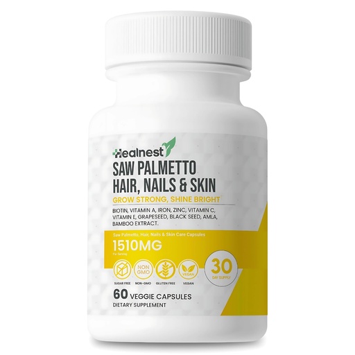 [BRSRAGT5OEAQYFA6] Hair, Nails & Skin Care Supplement with Saw Palmetto, Biotin, Amla - 60 Non-GMO, Gluten Free, Veggie Capsules for Men and Women