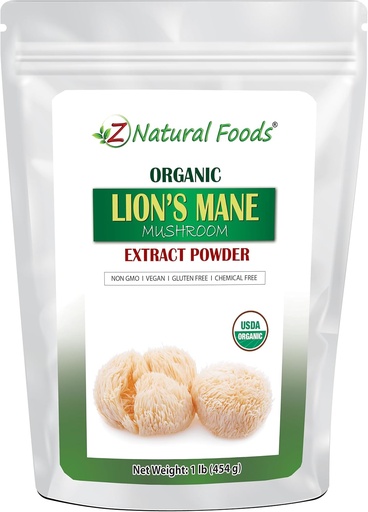 [BRSW2CQLDMIQY3Q3] Z Natural Foods Organic Lion’s Mane Mushroom Extract Powder, Vitamin-Rich Superfood Powder, Perfect for Tea and Smoothies, Non-GMO, Vegan, Gluten-Free, Kosher, 1 lb.