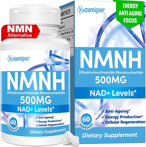 [BRSRAZA3CMPBO2AV] NMNH (Dihydronicotinamide Mononucleotide) NMN אלטרנטיבי תוסף, 500 מ"ג Per Serve NAD תוסף כדי Boost NAD+ רמות, עבור Anti Aging, Energy, Immunity, Focus, 60 קפסולות טבעוניות