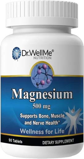 [BRSROGQROQNWGDLD] Dr.WellMe Magnesium Oxide 500mg Tablets - 90 Tablets Keep Heart, Muscle & Bone Health, Energiaren Metabolismoa sustatzen du - Potentzia handia, Glutenik gabeko - Helduentzako dieta gehigarria