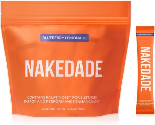 [BRSWYCQQORYRQ2A2] Nakedade Blueberry Lemonade – Performance Enhancing Sports Drink Powder - Electrolyte Powder – No GMOs or Artificial Sweeteners, Gluten-Free, Soy-Free, Dairy-Free – 16 Sticks