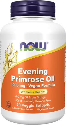 [BRSWG2Q5AQMWYG3G] NOW Foods Supplements, Evening Primrose Oil 1000 mg, Cold Pressed, Hexane Free, Vegan Formula, 90 Veg Softgels
