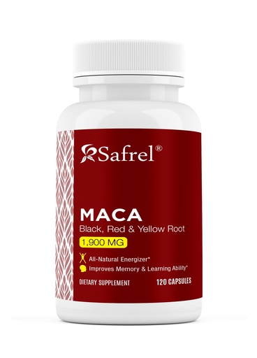 [BRSRAYYLDEBG2GTA] Safrel Organic Maca Root Black, Red, Yellow 1900 MG per Serving - 120 Vegan Capsules Peruvian Maca Root Gelatinized 100% Pure Non-GMO Supports Reproductive Health Natural Energizer