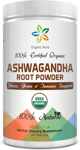 [BRSWKEAECUNGMD3U] Ashwagandha Erroko Hauts Organikoa 16Oz -1Lb. Estres Naturala, Garuna eta Immune euskarria. Osasun orokorra hobetzen du. Superelikagai gordina. % 100 belar naturala