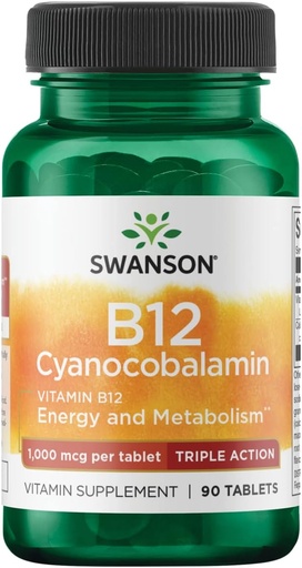 [BRSWIYT7PMNG2DDU] Swanson ULT B12 Triple Action 1000 MCG 90TAB