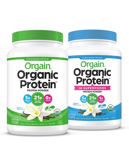[BRSWYFA6OV4GCDQU] Orgain Organic Vegan & Organic Protein + Superfoods Powders, Vanilla Bean Flavors - Plant Based Protein, Gluten Free