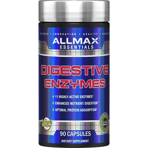 [BRSWI2T7AYHBEDI7] ALLMAX Digestive ENZYMES - 90 Capsules - Supports Enhanced Nutrient Digestion & Optimal Protein Absorption - with 11 Highly Active Enzymes - 90 Servings