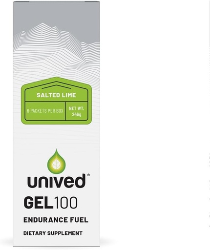 [BRSW2A32OYFAOFDK] Unived Gel 100 - Vegan Energy Gel for Endurance Athletes Runners & Cyclists - 100kcal - Salted Lime - Pack of 6