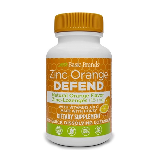 [BRSWIYQ3A4ABOYI7] Basic Brands Zinc Orange Defend – Zinc Lozenges for Adults, Immune Support & Seasonal Wellness Support – Orange Flavor, 100 Count