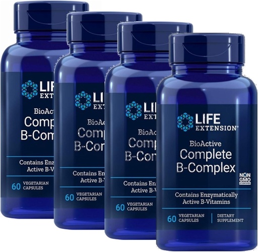[BRSWIBI5PIGR43DE] Life Extension BioActive Complete B Complex Najkompletnejšie B Complex Formula 60 Vegetariánske kapsule 4-Pak