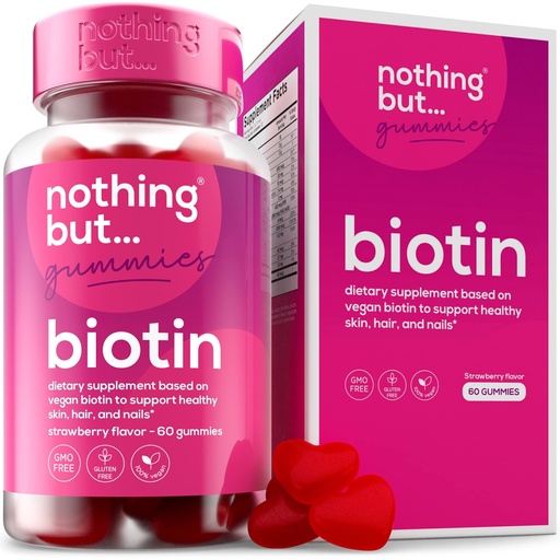 [BRSW2ZAEOQCBA3D4] Biotin Gummies for Hair Growth 5100 mcg - Hair, Skin, and Nails Vitamins for Men & Women - with Folic Acid, Vitamins A, C, E & D and Extra Strength for Faster Hair and Nail Growth, 60 Gummies