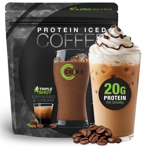 [BRSROCYKCIHAGDTL] CHIKE Triple Shot Espresso & Cream Protein Iced Coffee, 20 G Protein, 3 Shots Espresso, 1 G Sugar, Keto Friendly and Gluten Free, 14 Servings (15.8 Ounce)…